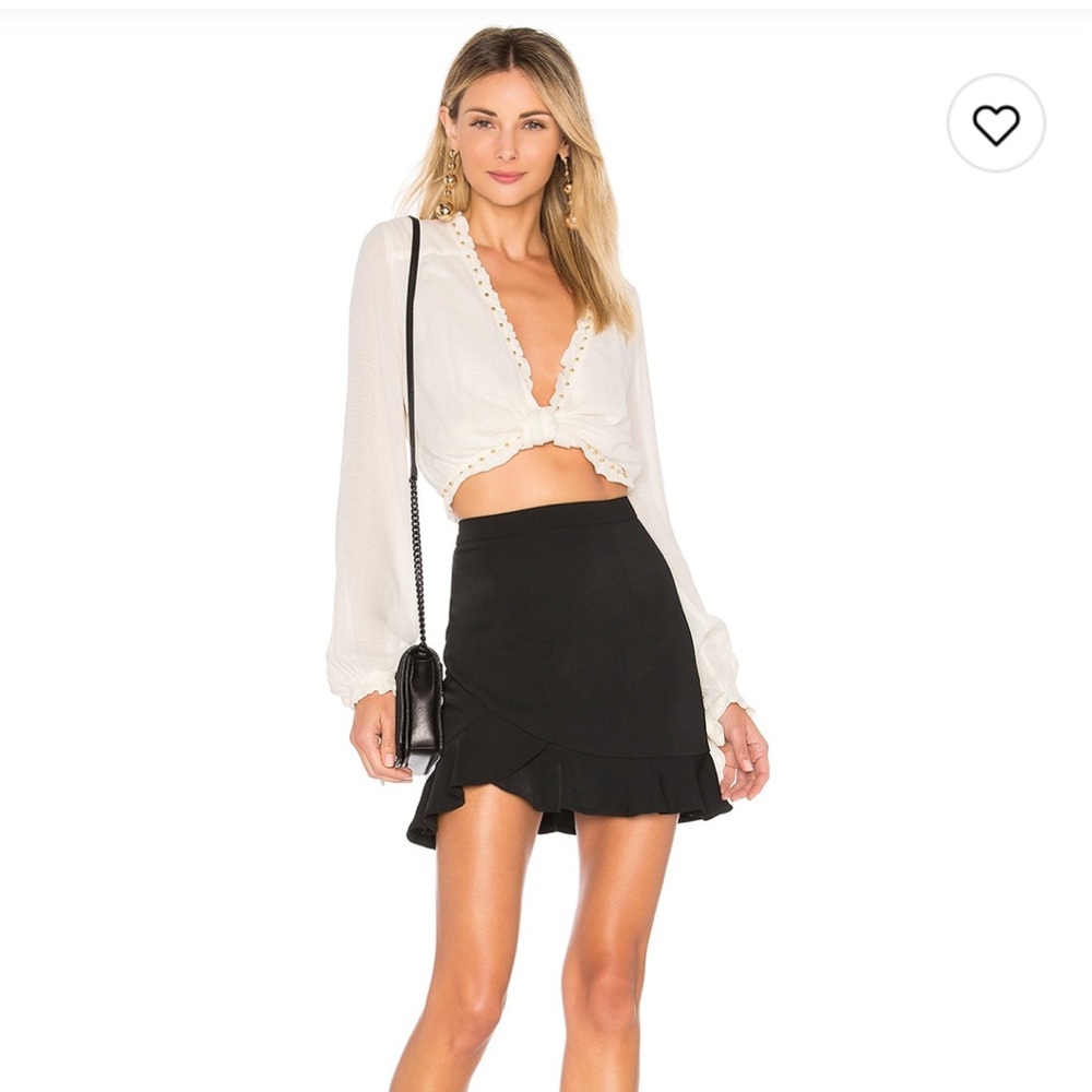 Superdown Black Ruffle Skirt